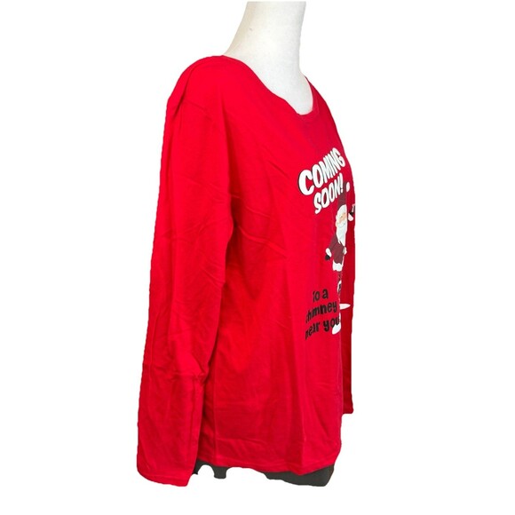 Womens Red Santa Claus Coming Soon Christmas Holiday Pajamas Sleep Set Size M - Picture 5 of 12